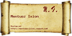 Mentusz Ixion névjegykártya